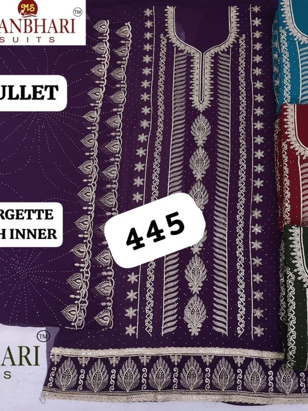 1000740592 Manbhari Georgette Top Pure Chiffon Dupatta Unstitched Suits