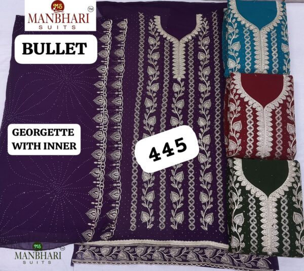 Manbhari Georgette Top Pure Chiffon Dupatta Unstitched Suits