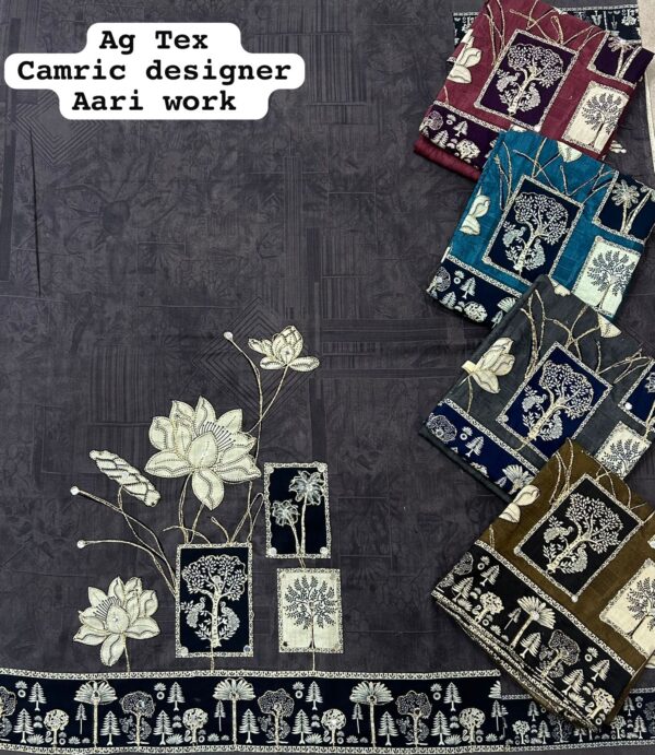 SCAK Cambric Top Pure Chiffon Dupatta Unstitched Suits