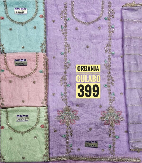 SCAK Organza Top Pure Chiffon Dupatta Unstitched Suits