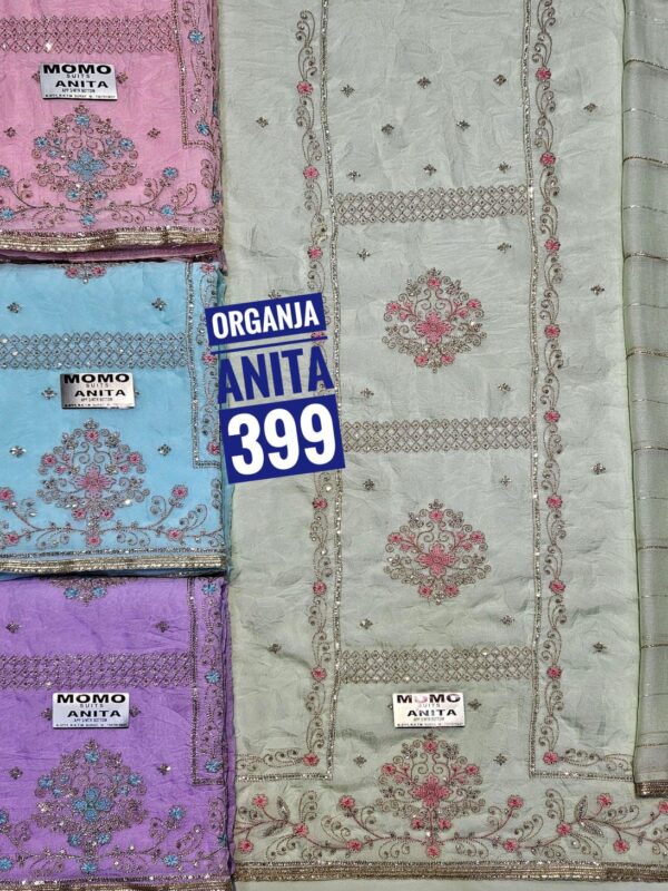 SCAK Organza Top Pure Chiffon Dupatta Unstitched Suits