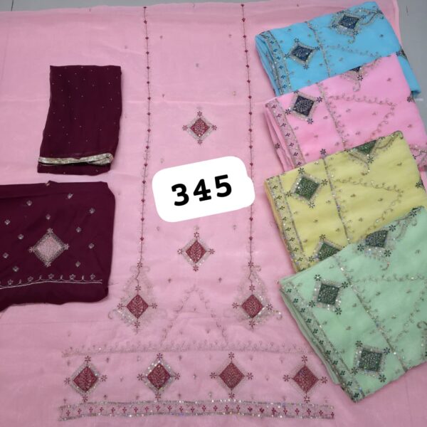 SCAK Shimmer Top Pure Chiffon Dupatta Unstitched Suits