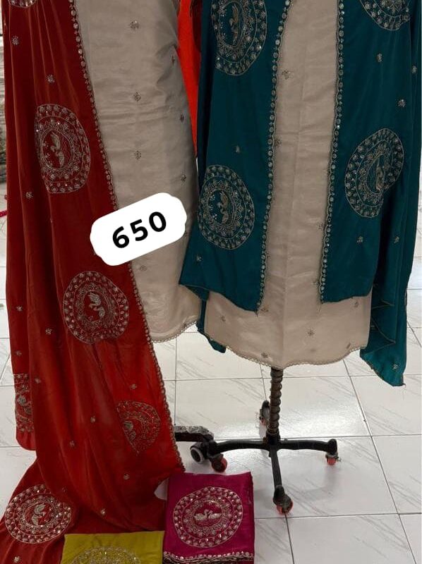 1000752391 DPC Glass Top Pure Chiffon Dupatta Unstitched Suits