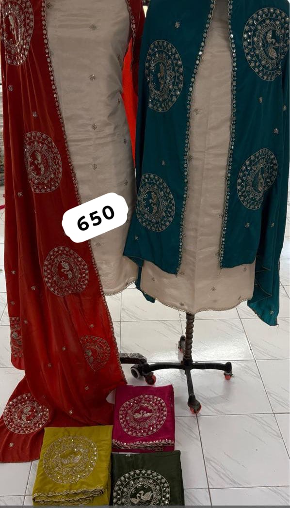 1000752391 DPC Glass Top Pure Chiffon Dupatta Unstitched Suits