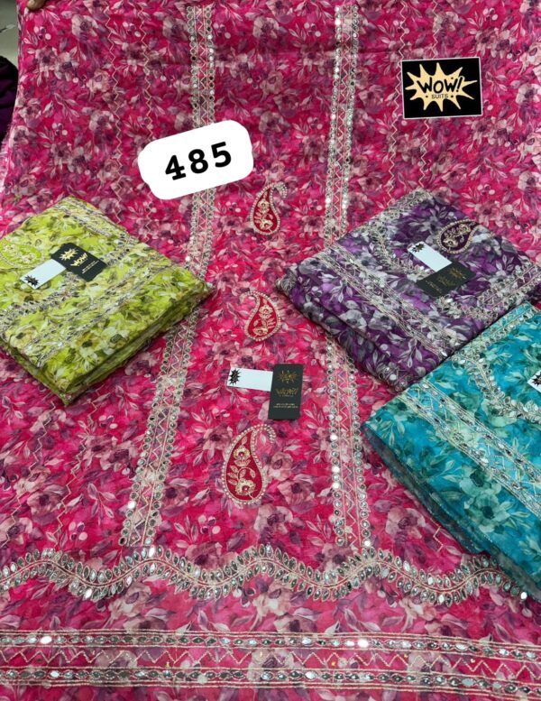 Wow Organza Top Unstitched Suits