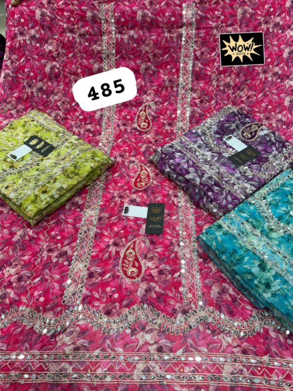 Wow Organza Top Unstitched Suits