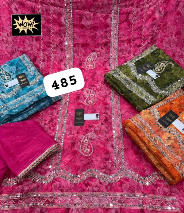 Wow Organza Top Unstitched Suits