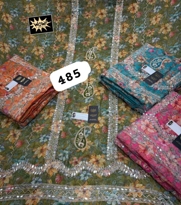 Wow Organza Top Unstitched Suits