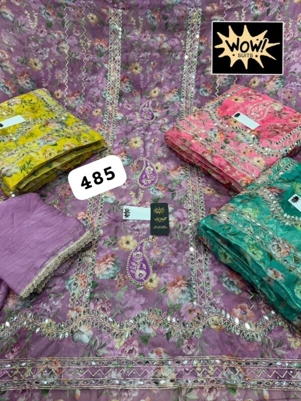 Wow Organza Top Unstitched Suits