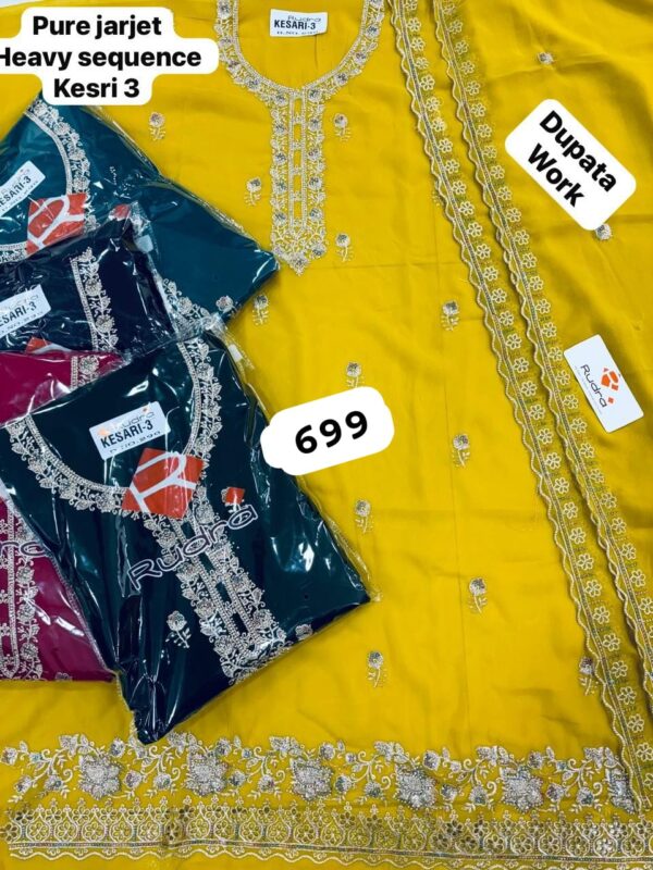 1000762567 Rudra Organza Top Unstitched Suits