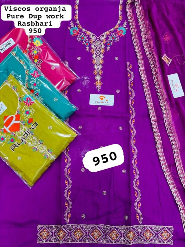 1000762569 Rudra Organza Top Unstitched Suits