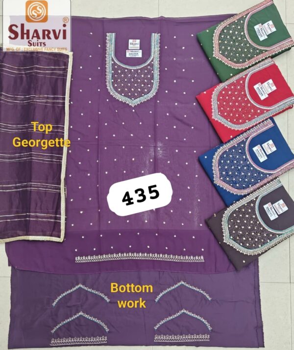 Sharvi Georgette Top Unstitched Suits