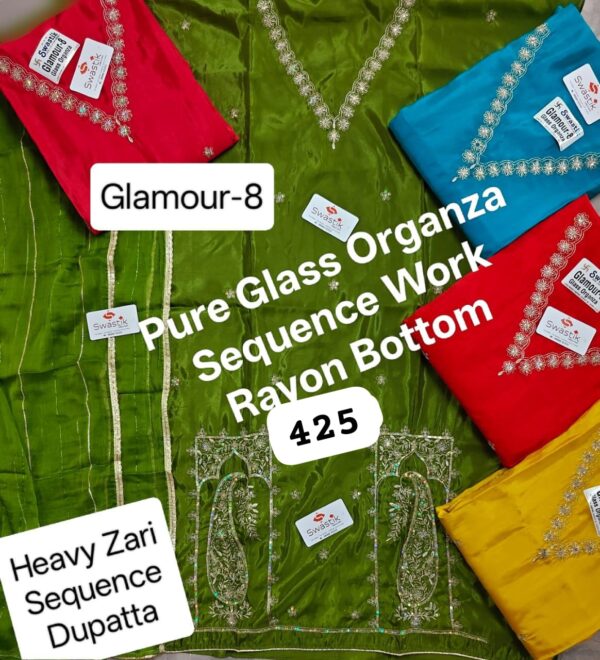 Swastik Glass Top Unstitched Suits