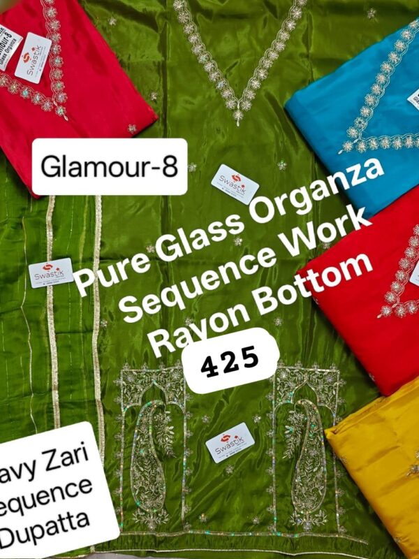 Swastik Glass Top Unstitched Suits