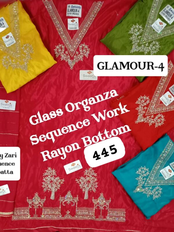 Swastik Glass Top Unstitched Suits