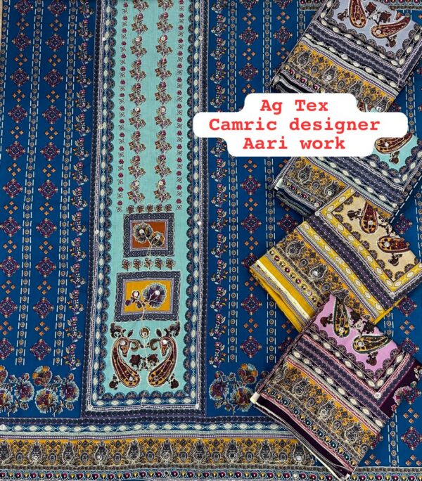 SCAK Cambric Top Pure Chiffon Dupatta Unstitched Suits