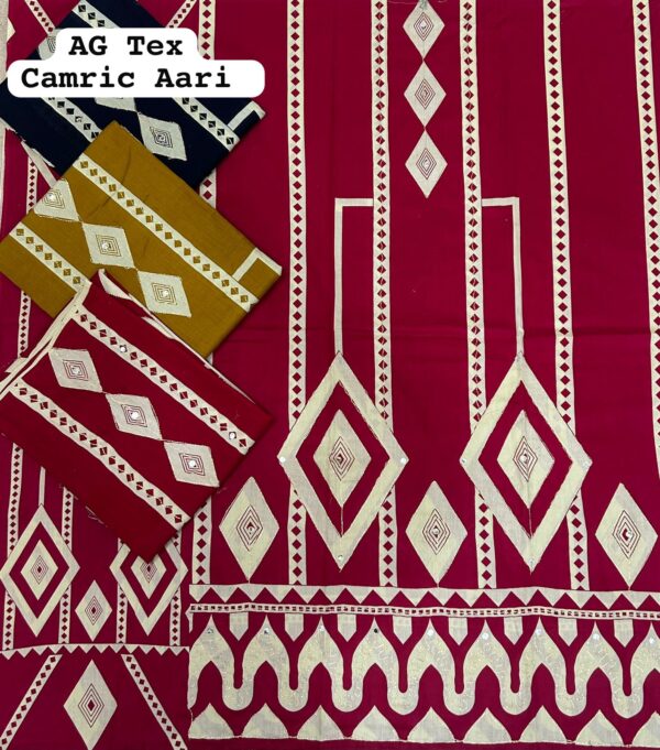 SCAK Cambric Top Pure Chiffon Dupatta Unstitched Suits