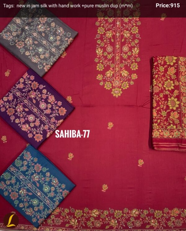 Lalee Jaam Top Muslin Dupatta Unstitched Suits