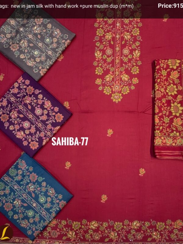 Lalee Jaam Top Muslin Dupatta Unstitched Suits