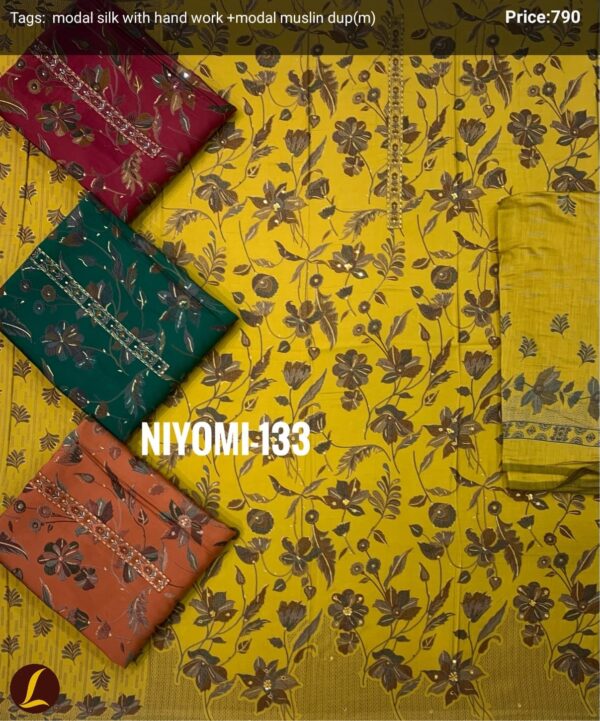 Lalee Modal Silk Top Muslin Dupatta Unstitched Suits