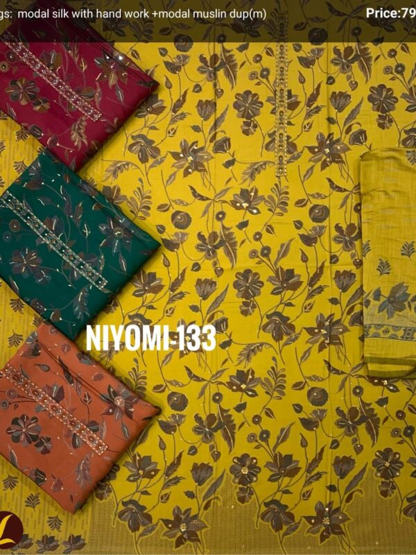 1000776000 Lalee Modal Silk Top Muslin Dupatta Unstitched Suits