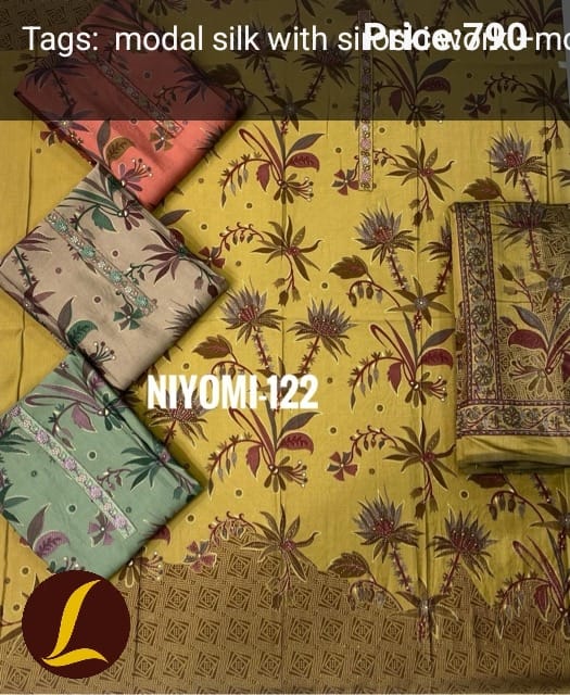 1000787327 Lalee Modal Silk Top Pure Chiffon Dupatta Unstitched Suits