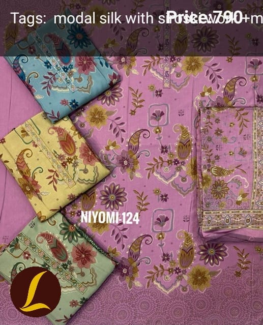 1000787331 Lalee Modal Silk Top Muslin Dupatta Unstitched Suits