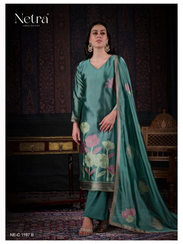 Netra Silk Top Modal Silk Dupatta Unstitched Suits