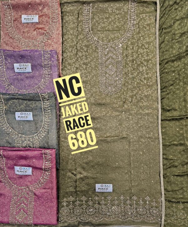 1000813244 Raj Silk Mills Banarsi Top Pure Chiffon Dupatta Unstitched Suits