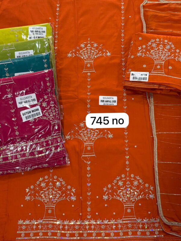 1000813283 SCAK Jaam Top Pure Chiffon Dupatta Unstitched Suits