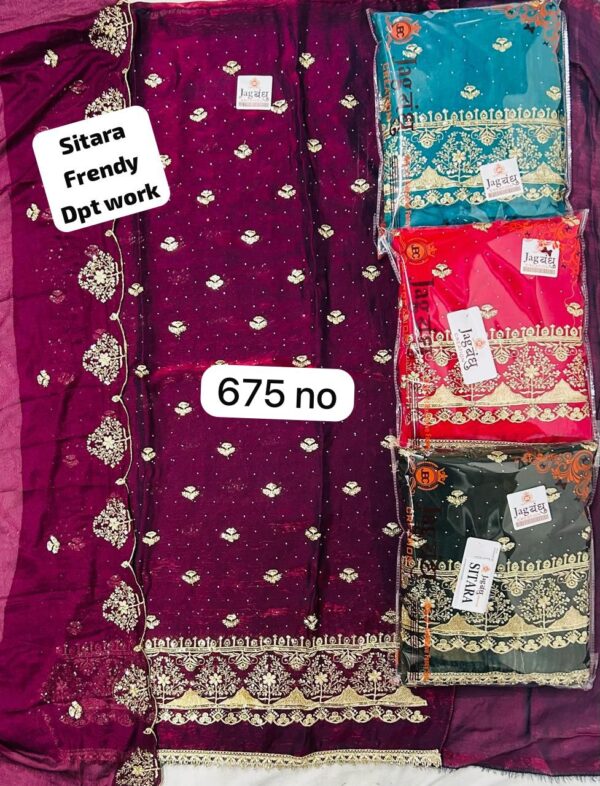 SCAK Silk Top Nazneen Dupatta Unstitched Suits