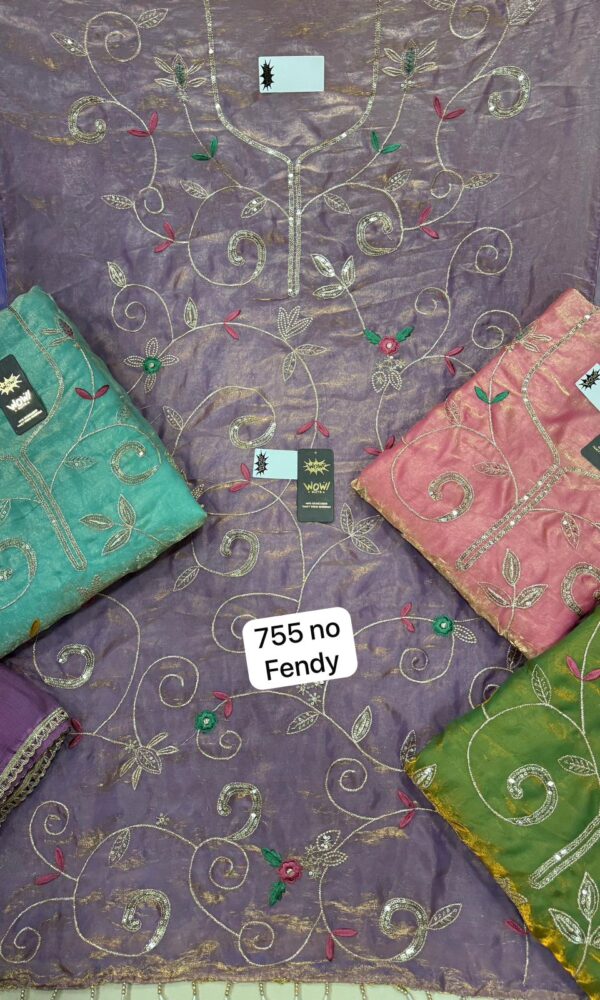 Wow Silk Top Pure Chiffon Dupatta Unstitched Suits