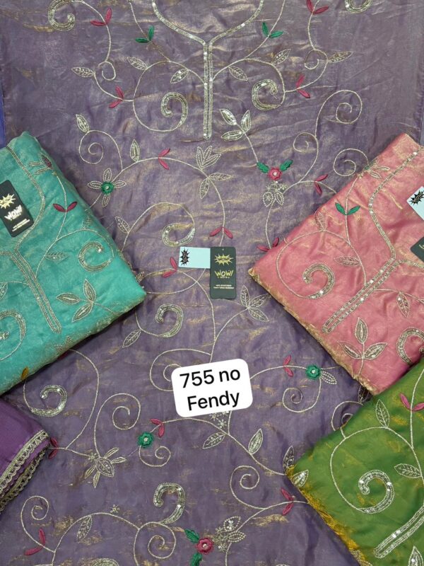 Wow Silk Top Pure Chiffon Dupatta Unstitched Suits