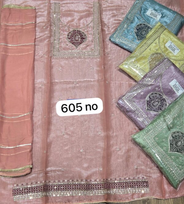 1000833848 Glass Top Pure Chiffon Dupatta Unstitched Suits