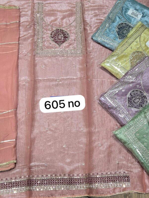 Glass Top Pure Chiffon Dupatta Unstitched Suits